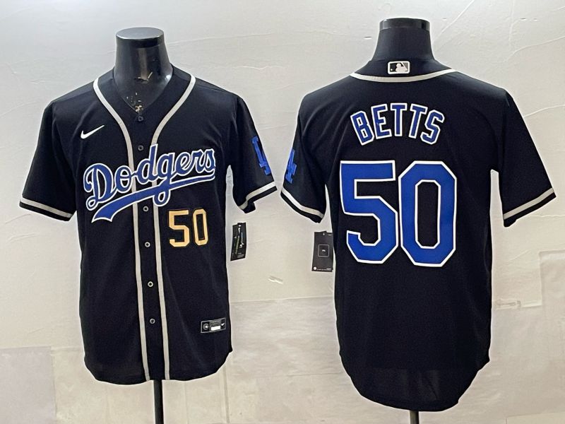 Men 2025 Nike Los Angeles Dodgers #50 Betts Black Game MLB Jersey 02->los angeles dodgers->MLB Jersey